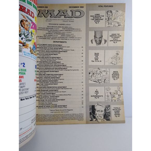 MAD #299 December 1990 The Simpsons Bart Total Recall Parody Spoof Comic Book - Picture 2 of 5